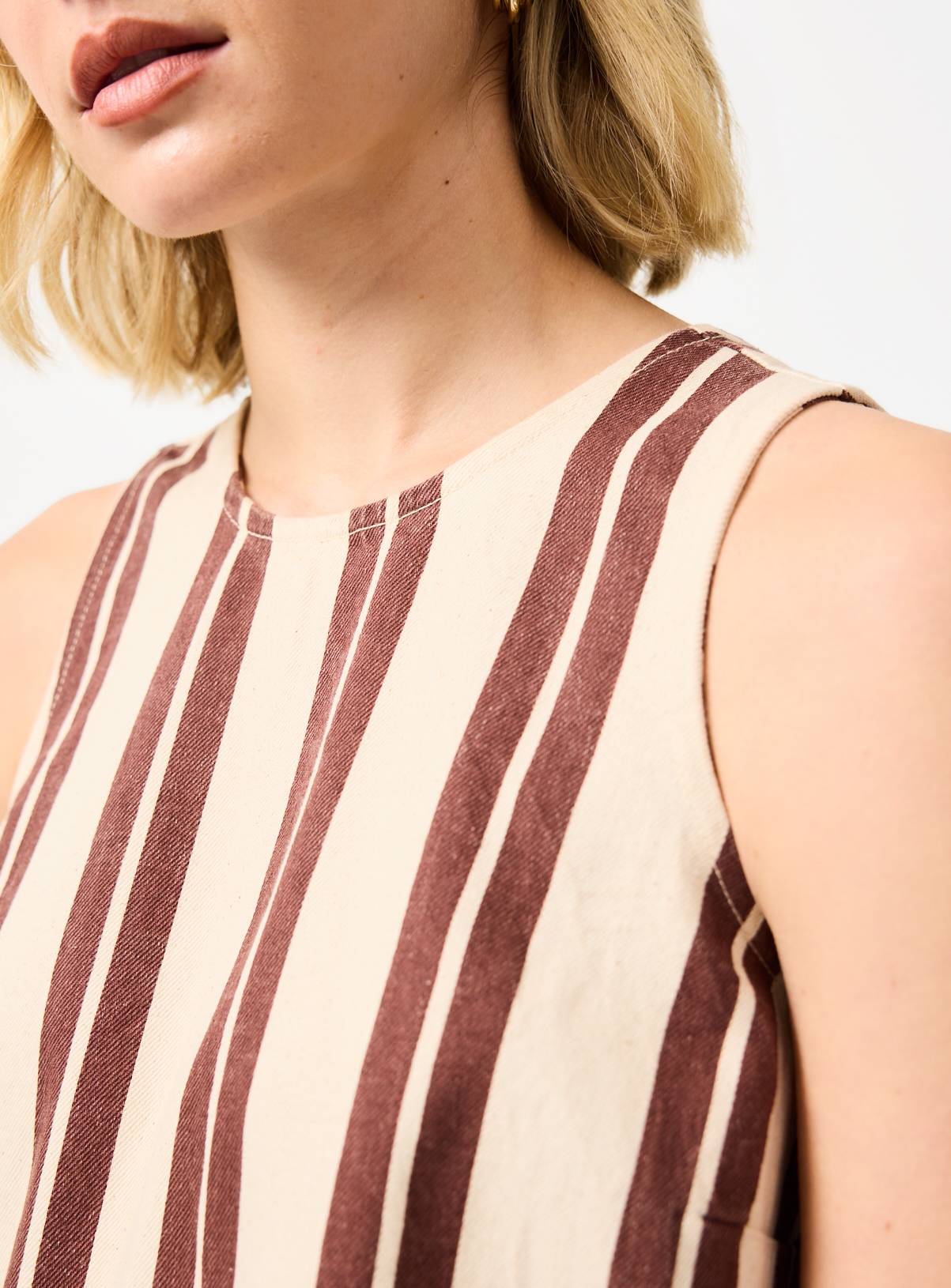 Rust Stripe Denim Mini Shift Dress 12 - Image 3